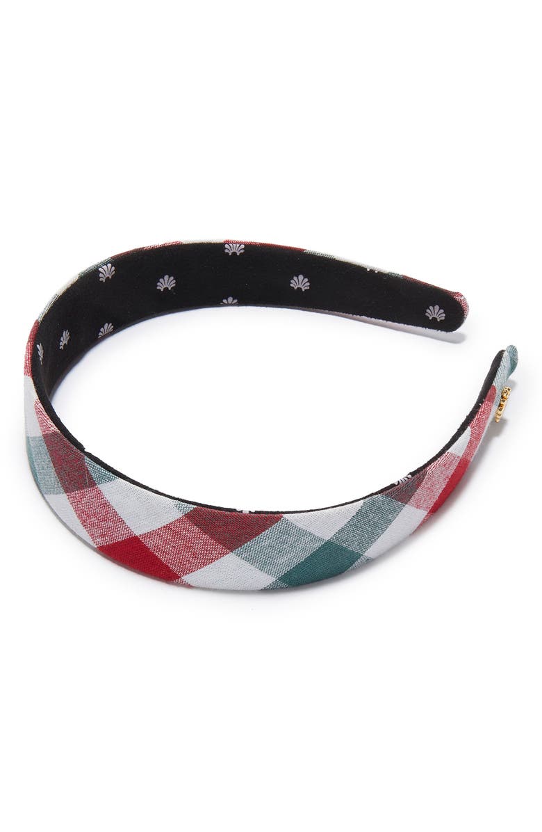 Lele Sadoughi Bessette Gingham Headband, Main, color, Christmas Gingham