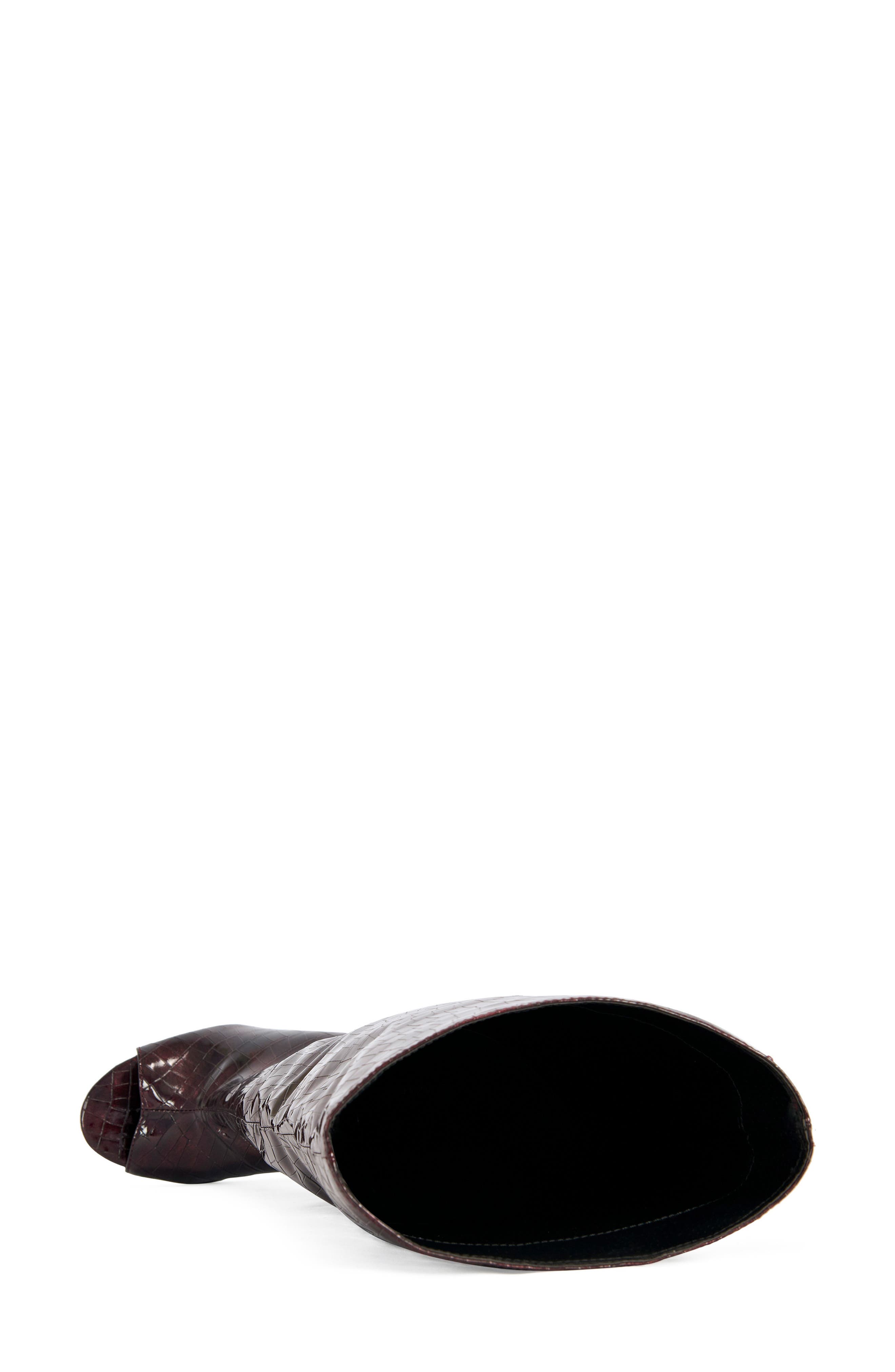 Vincent Croc Embossed Knee High Boot, Alternate, color, BURGUNDY