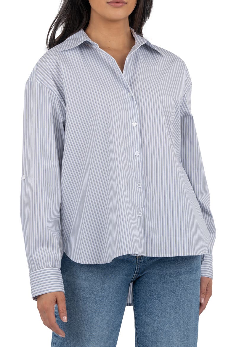 Kaiya Boyfriend Shirt, Main, color, WHITE/ BLUE