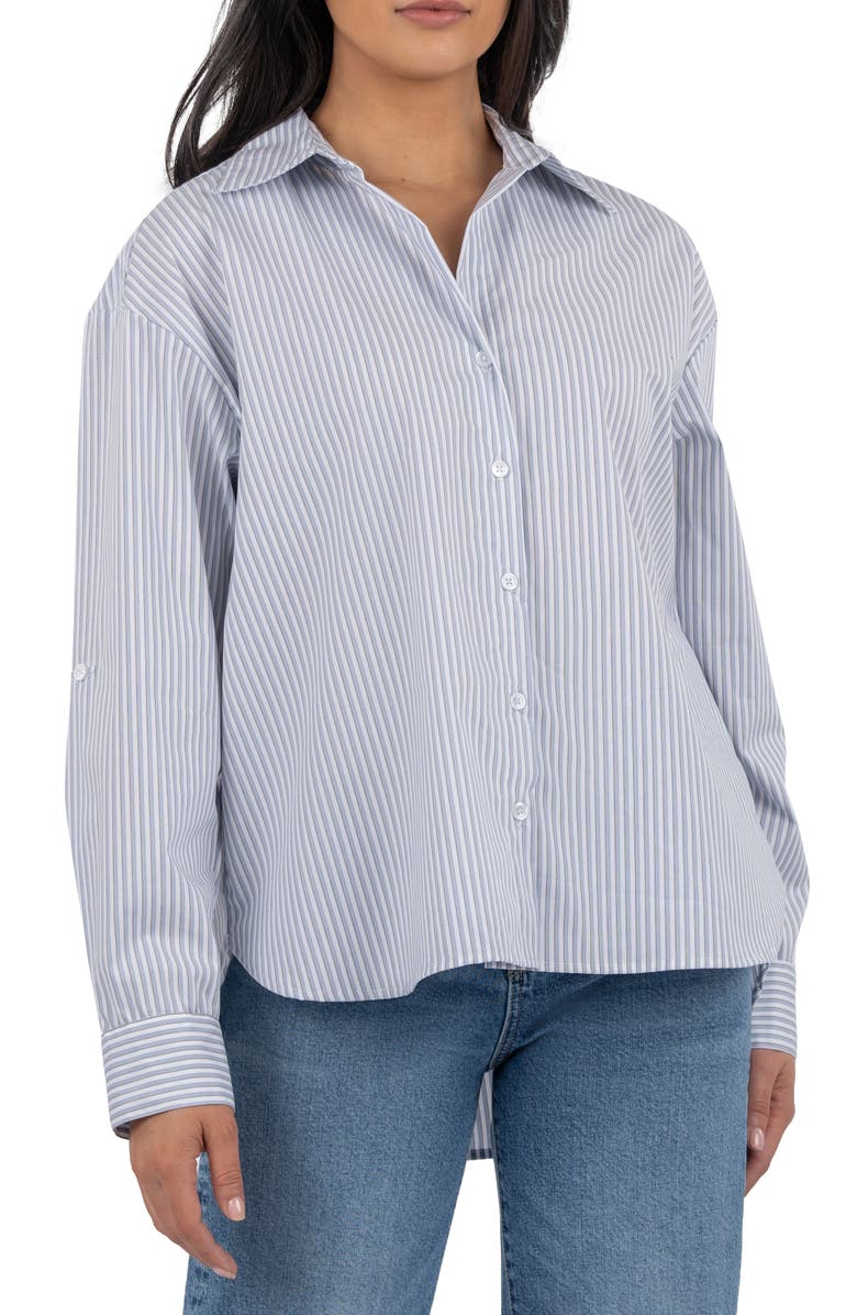 KUT from the Kloth Kaiya Boyfriend Shirt, Main, color, White/ Blue