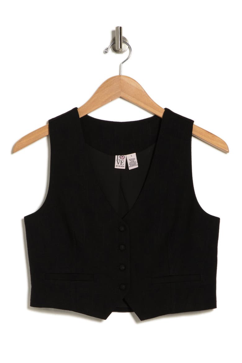Brandi Cutaway Button-Up Vest, Alternate, color, BLACK