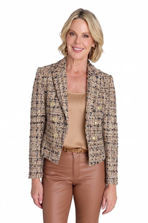 Gabrielle Double Breasted Tweed Blazer
