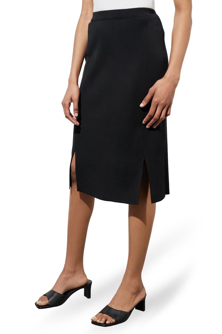 Front Slit Knit Pencil Skirt, Alternate, color, BLACK