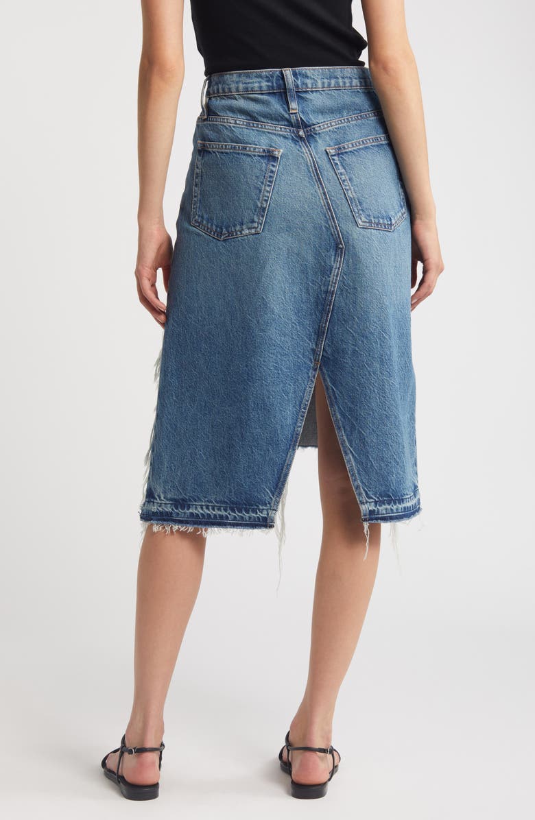 FRAME Deconstructed Denim Midi Skirt, Alternate, color, 