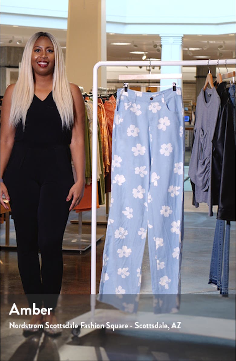 Kelcey Floral High Waist Stretch Cotton Chambray Pants, sales video thumbnail