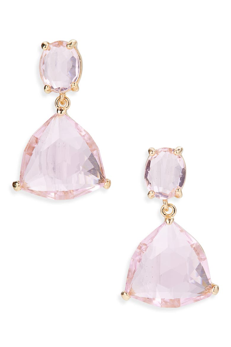 Glass Drop Earrings, Main, color, PINK