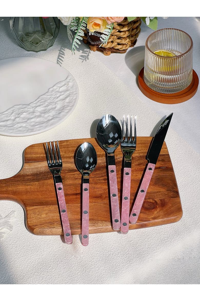 Salt Lake Flatware, Modern Elegant Cutlery Silverware Set, Alternate, color, Pink