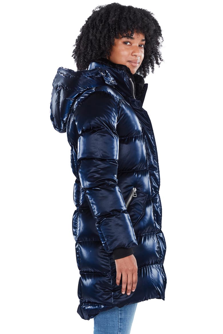Women's Penguin Long Length Quilted Coat, Alternate, color, ALL WET NAVY