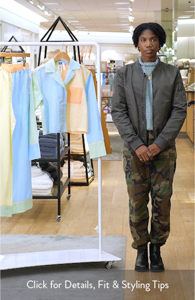 Colorblock Stripe Cotton Seersucker Pajamas, sales video thumbnail