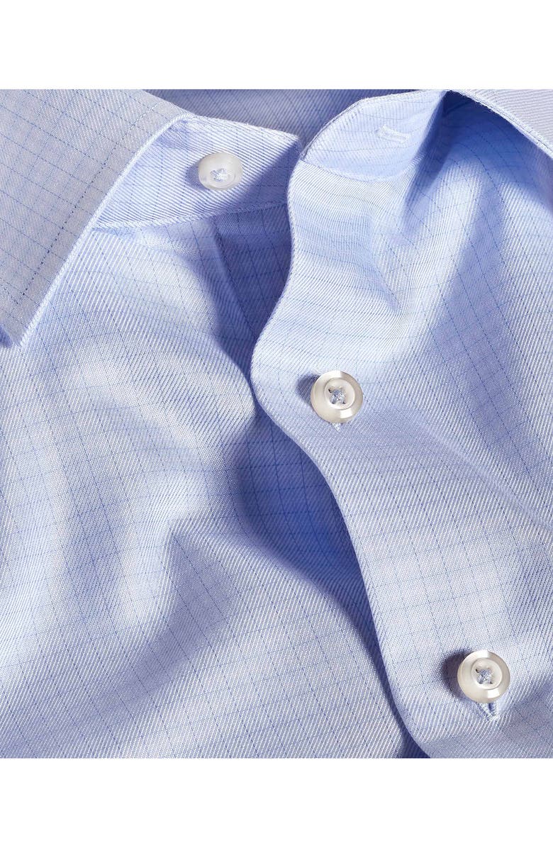 David Donahue Trim Fit Check Cotton & Silk Twill Dress Shirt, Alternate, color, Sky