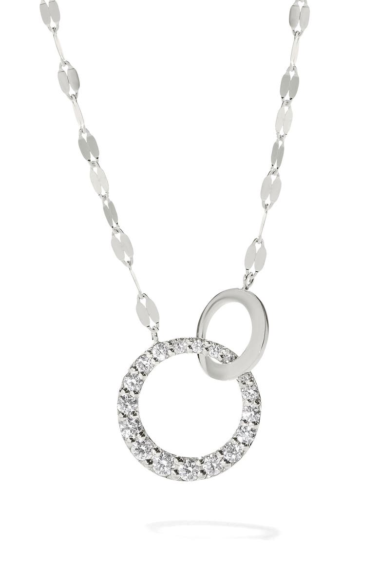 14K Gold Diamond Interlocking Pendant Necklace, Main, color, WHITE
