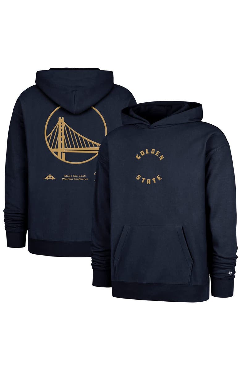 '47 Men's '47  Navy Golden State Warriors 2024/25 City Edition Double Crossover Foundation Pullover Hoodie, Main, color, 