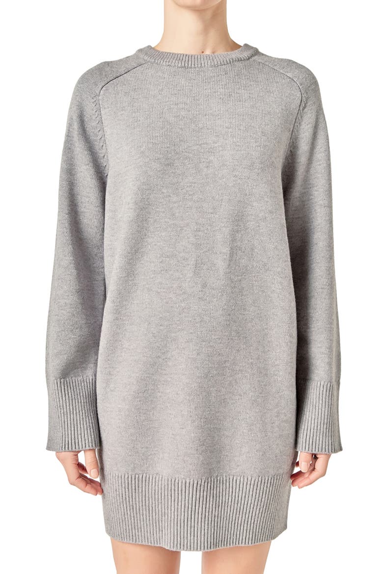 Crew Sweater Dress, Alternate, color, HEATHER GREY