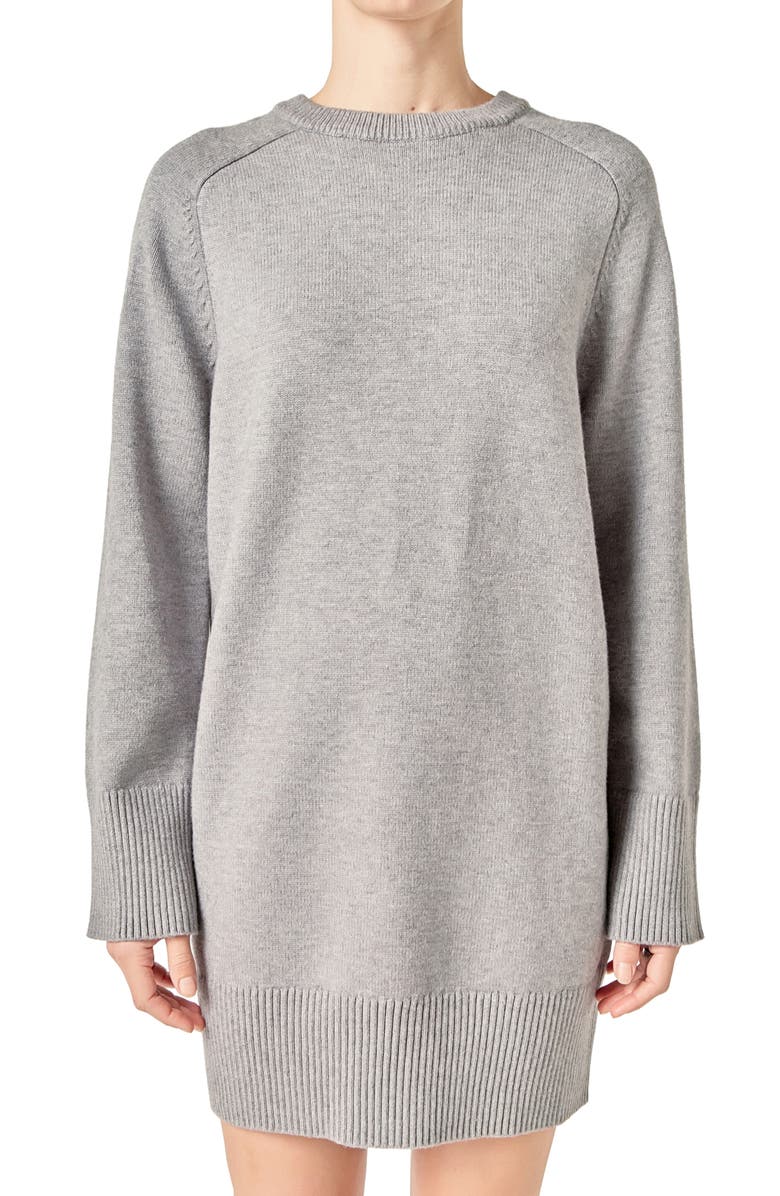 English Factory Crew Sweater Dress, Alternate, color, Heather Grey