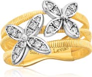 SUZY LEVIAN Golden Helix Three Row Double Flower Ring