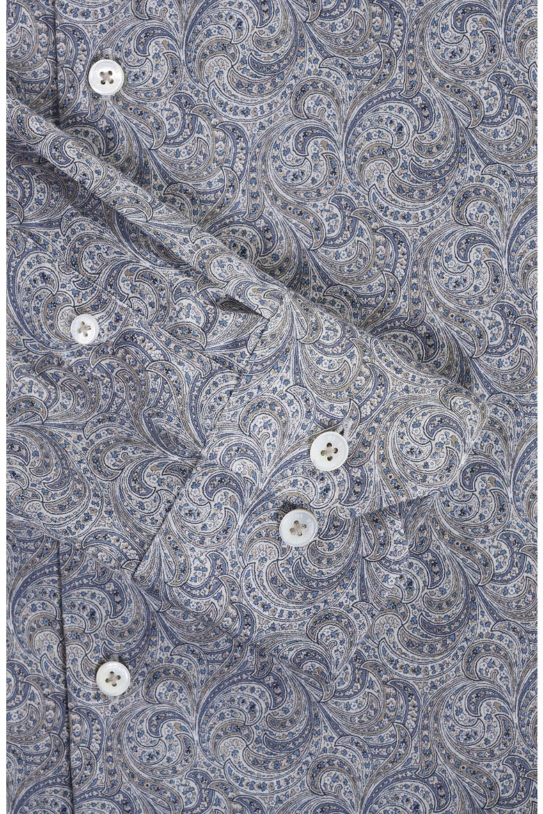 Julian Shaped Fit Paisley Stretch Cotton Button-Up Shirt, Alternate, color, TAUPE