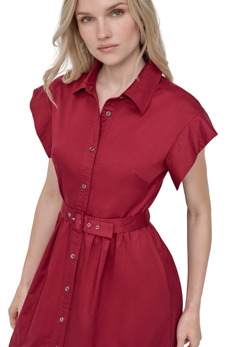 DKNY Solid Poplin Shirtdress, Alternate, color, Oxblood