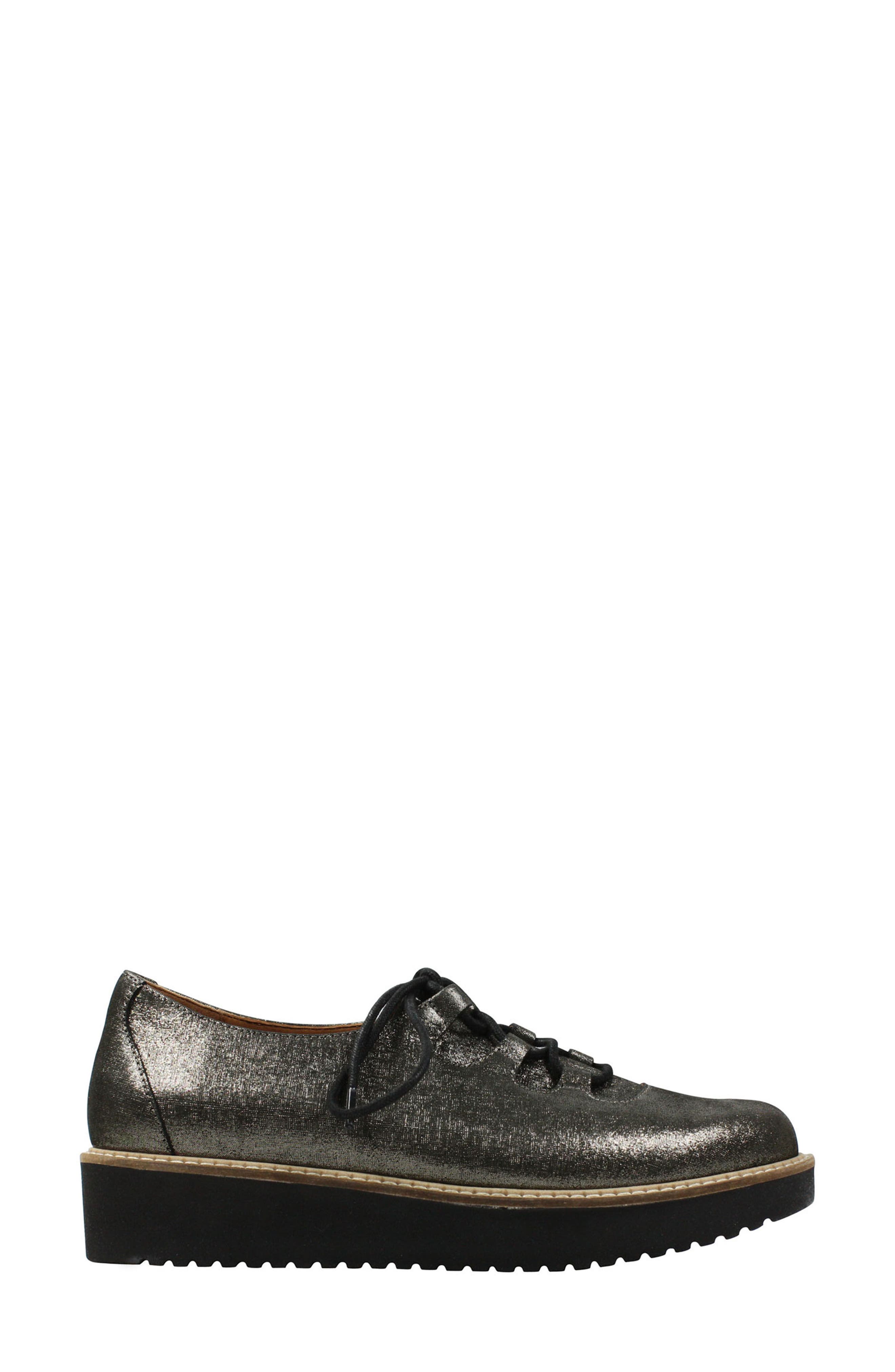 Ximena Loafer, Alternate, color, BLACK METALLIC LEATHER