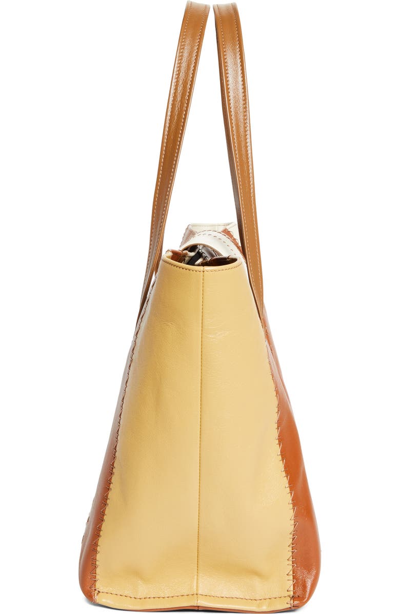 Marni Stripe Leather Tote, Alternate, color, White Combo