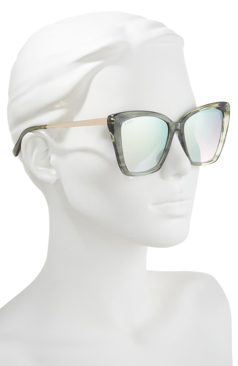 DIFF Becky II 56mm Cat Eye Sunglasses, Alternate, color, Cool Matcha Mirror