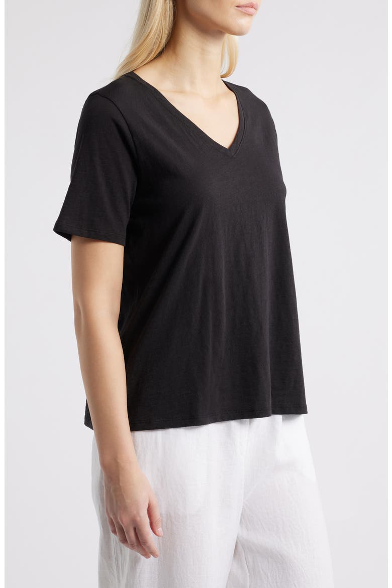 Easy Organic Cotton V-Neck T-Shirt, Alternate, color, BLACK