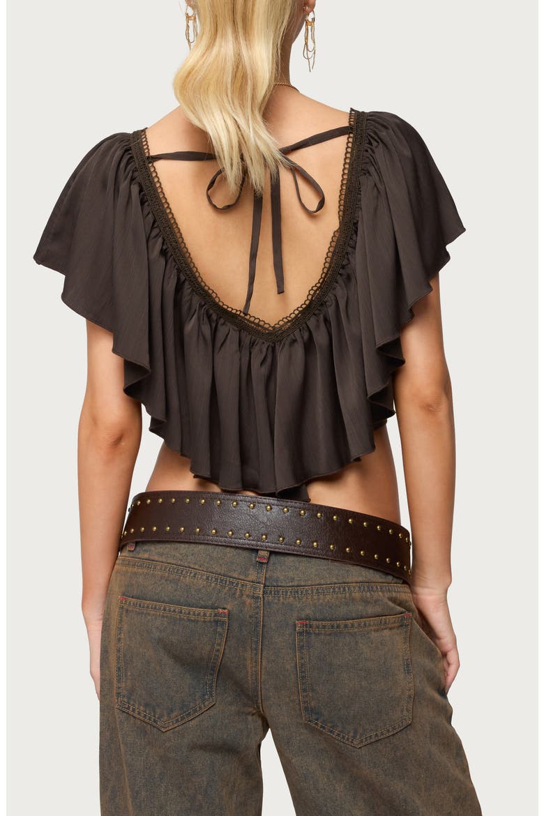 Deena Ruffle V-Neck Top, Alternate, color, DARK-GRAY