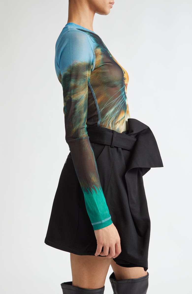 JW Anderson Digital Cat Long Sleeve Mesh Top, Alternate, color, 