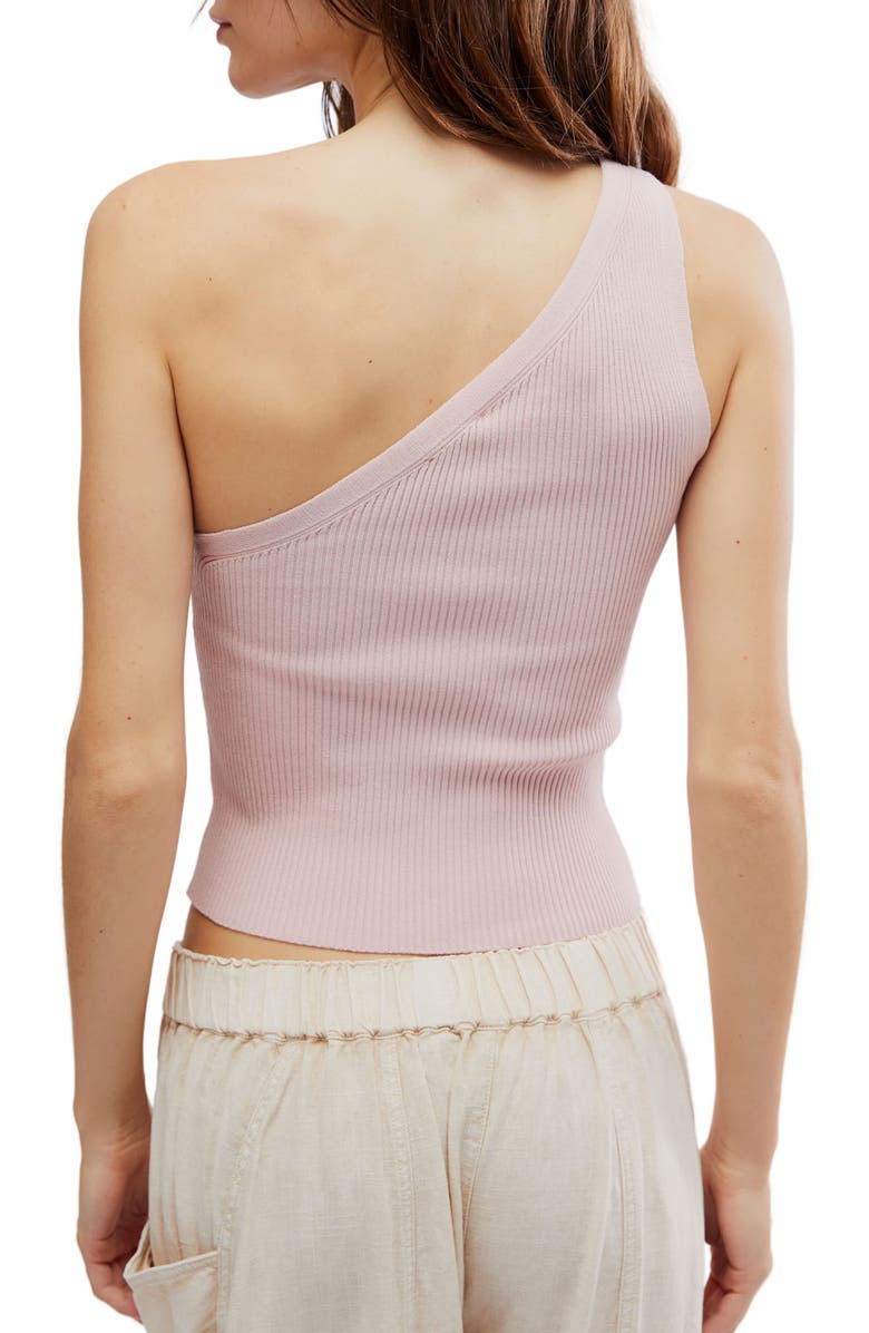 Free People Good Taste One-Shoulder Rib Crop Top, Alternate, color, Peach Whip