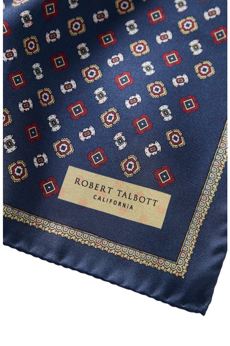 Paisley Collins Double Print Pocket Square, Alternate, color, Navy Multi