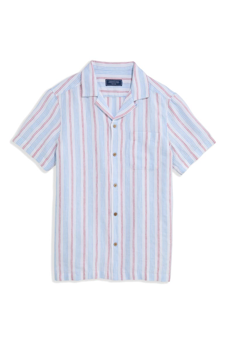 Sparkler Stripe Textured Camp Shirt, Main, color, JAKE BLUE