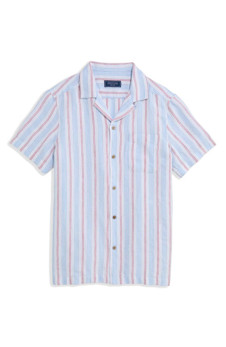 vineyard vines Sparkler Stripe Textured Camp Shirt, Main, color, Jake Blue