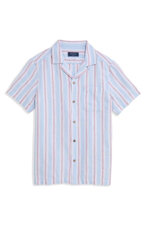 Sparkler Stripe Textured Camp Shirt