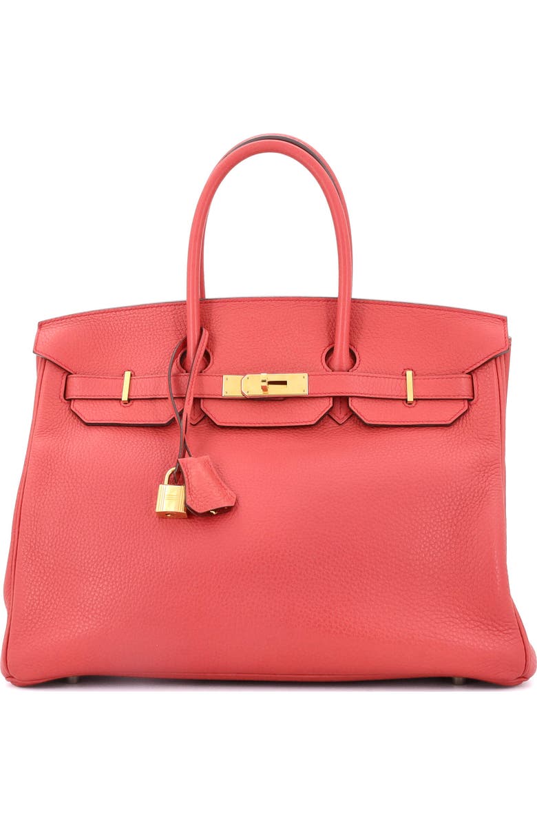 Pre-Owned Hermes Birkin Handbag Pink Clemence with Gold Hardware 35, Main, color, Bougainvillea