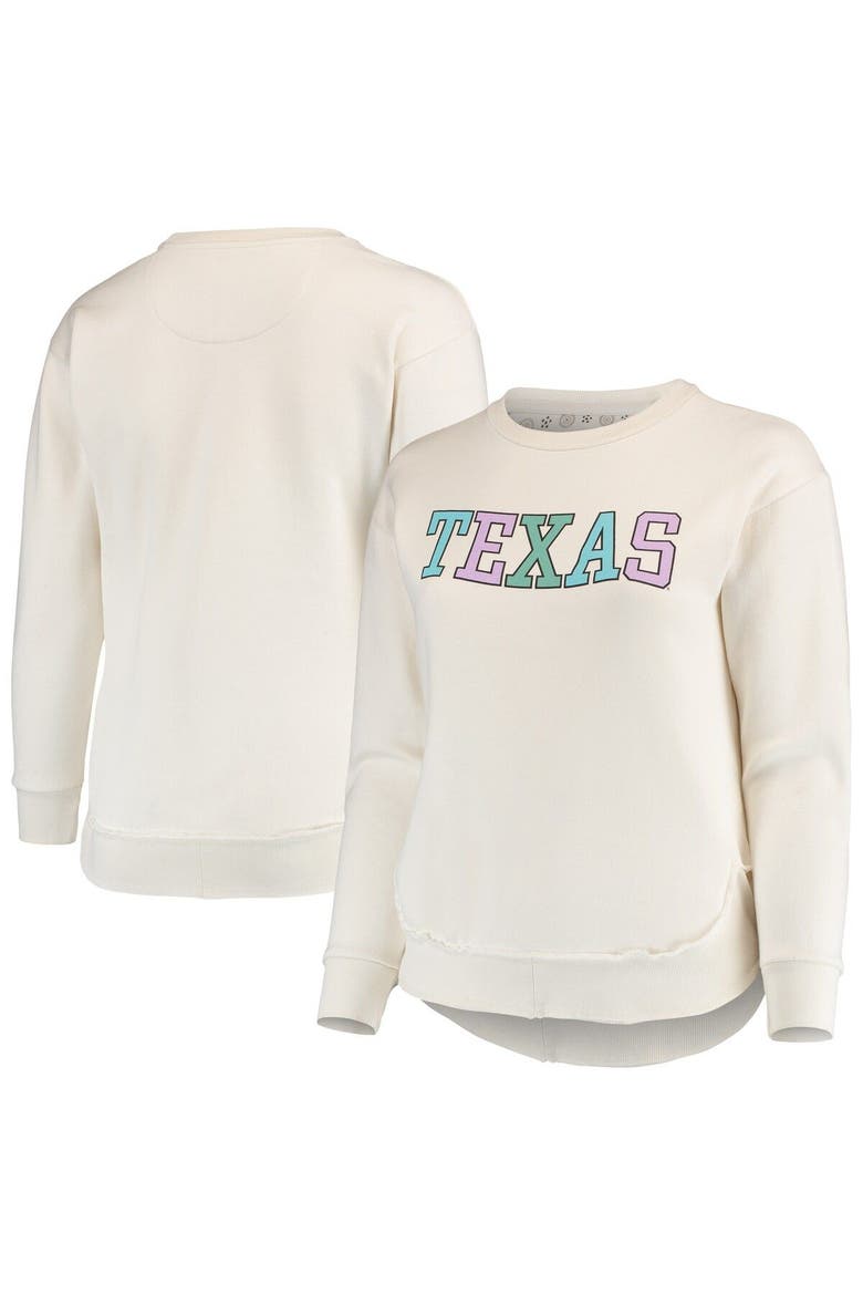 Women's Pressbox Cream Texas Longhorns Multi-Pastel Oversized Pullover Sweatshirt, Main, color, Cream