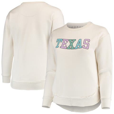 Women's Pressbox Cream Texas Longhorns Multi-Pastel Oversized Pullover Sweatshirt