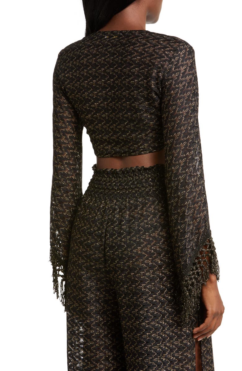 Ramy Brook Elvira Lace Metallic Cover-Up Top, Alternate, color, Black Zigzag