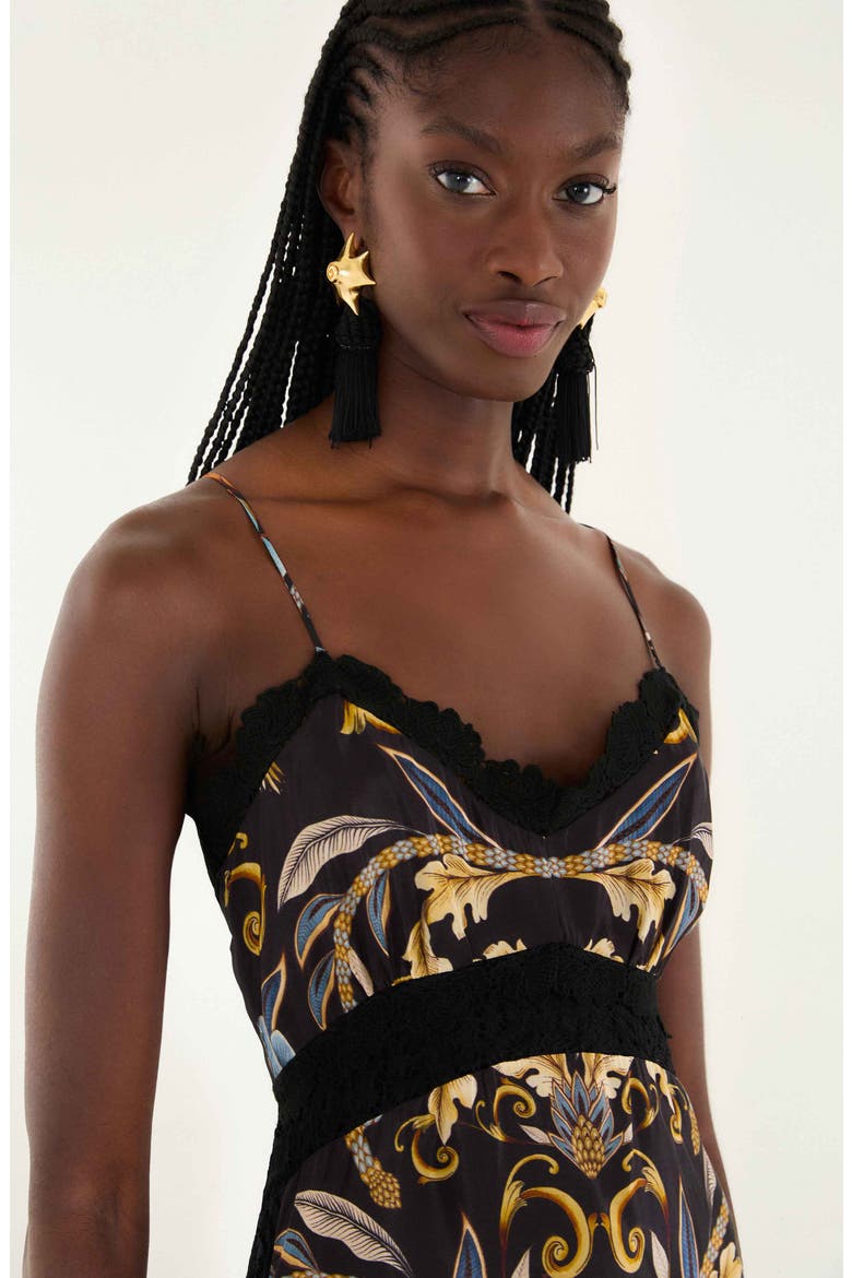 Snake Garden Print Maxi Dress, Alternate, color, BLACK