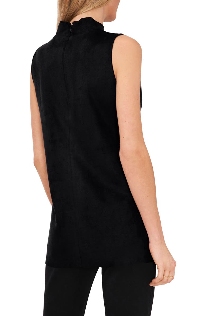 Vince Camuto Mock Neck Sleeveless Faux Suede Top, Alternate, color,