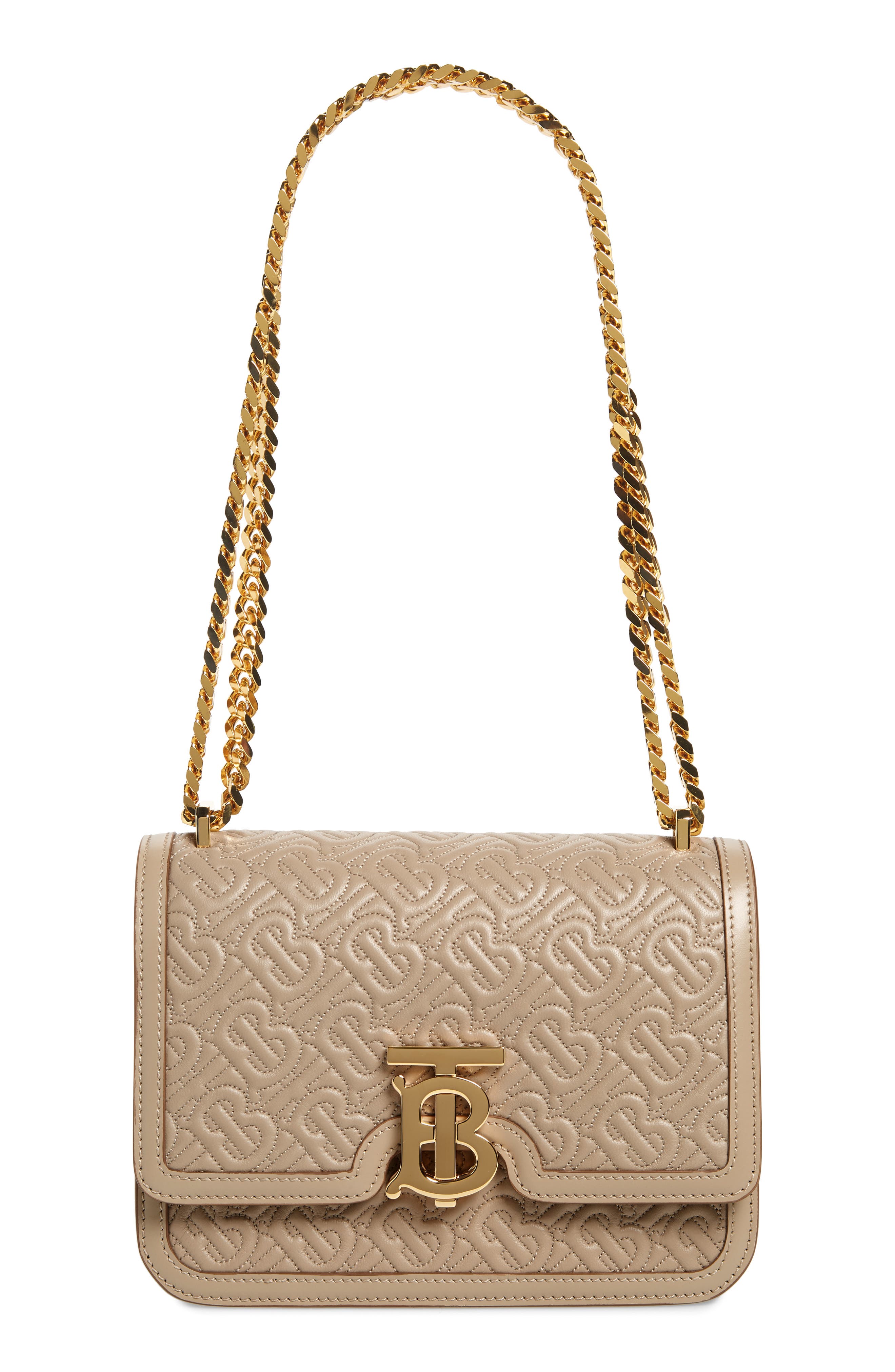 Burberry Small TB Monogram Quilted Lambskin Bag, Main, color, 