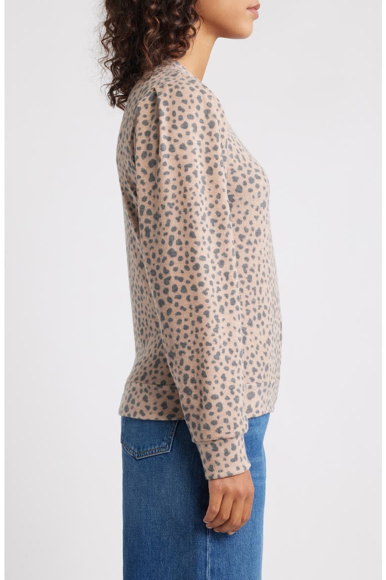 Pleated Long Sleeve Brushed Jersey Top, Alternate, color, BLUSH/ CHARCOAL