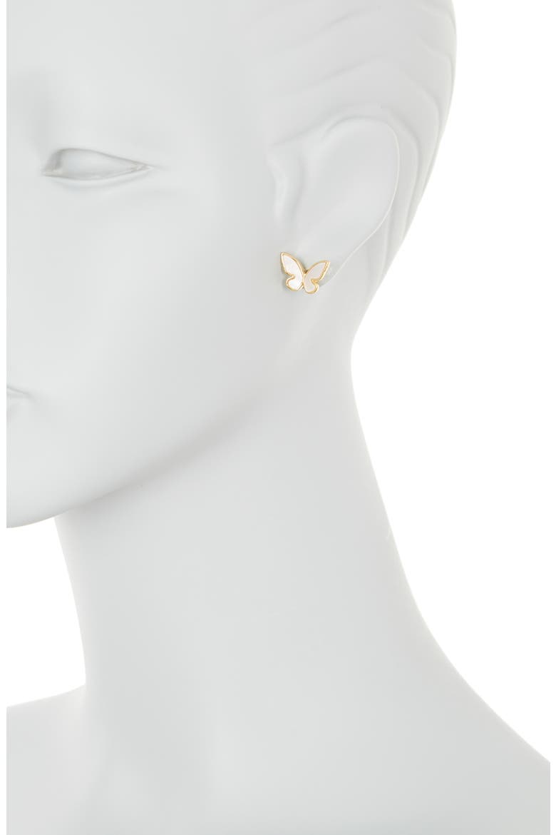 butterfly stud earrings, Alternate, color, CREAM/ GOLD