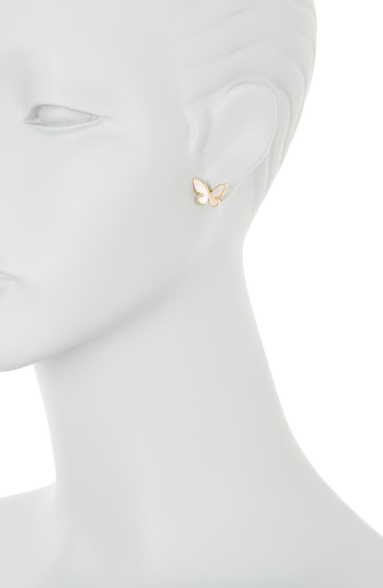 Kate Spade New York butterfly stud earrings, Alternate, color, Cream/ Gold