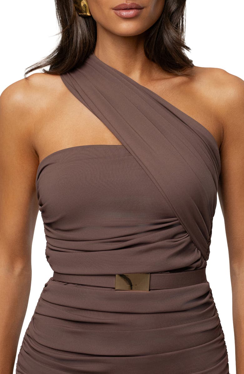 JLUXLABEL Opulent Ruched Midi Dress, Alternate, color, 