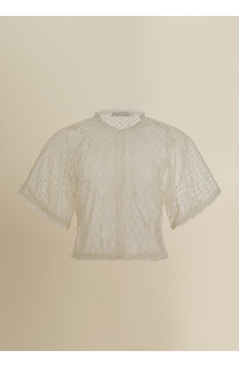 Contessa Mills Wraith Beaded Tulle Sheer Top, Alternate, color, White