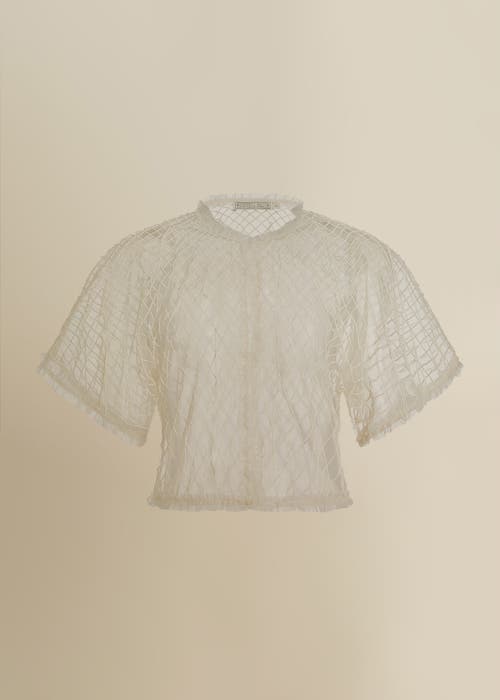 Contessa Mills Wraith Beaded Tulle Sheer Top In White