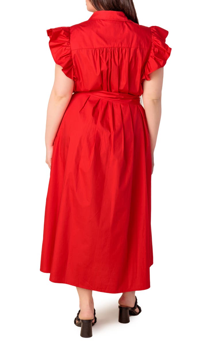 FLYING TOMATO Flutter Sleeve Woven Shirtdress, Alternate, color, Red