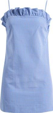 MANGO Featuring Hailey Bieber Frill Neck Cotton Minidress
