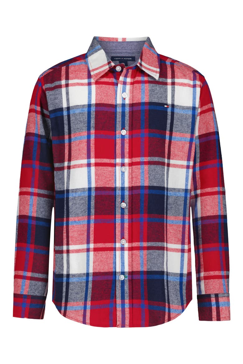 Kids' Long Sleeve Flannel Shirt, Main, color, SCARLET SAGE