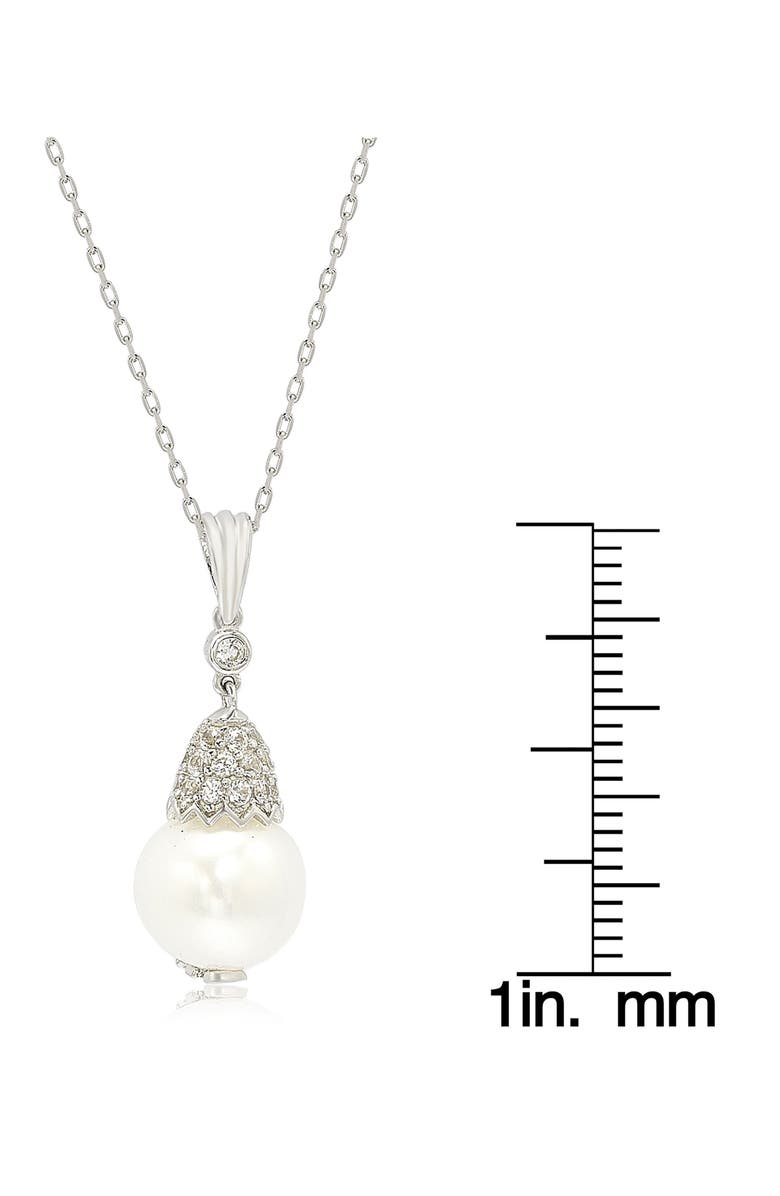 SUZY LEVIAN Sterling Silver 9mm Freshwater Pearl & Created Sapphire Pendant, Alternate, color, White