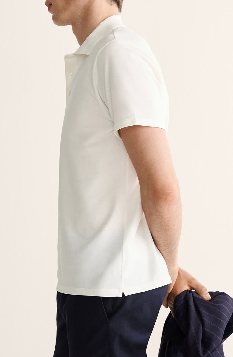 MANGO Solid Fine Knit Cotton Polo, Alternate, color, Off White